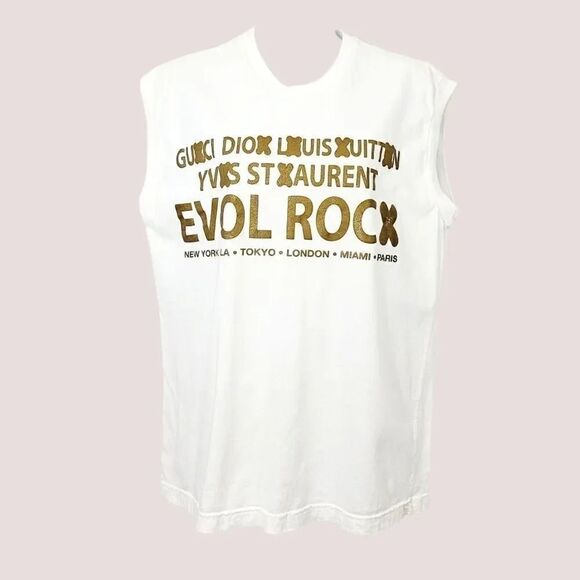 Vintage 90's Y2K Evol Rocx Designers Graphic Boyfriend Muscle Tank Tshirt Size M - Picture 4 of 11